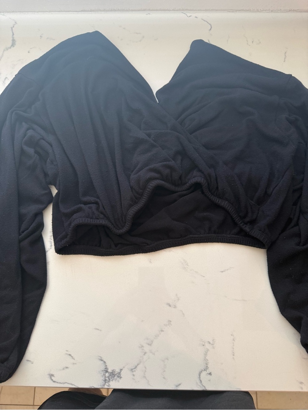 Beyond Yoga Black Long-Sleeve Cropped Wrap Top